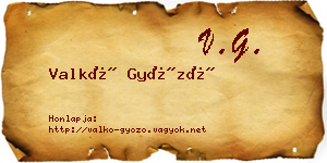 Valkó Győző névjegykártya